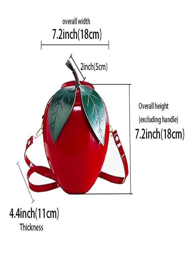 123Arts Apple Shape Shoulder Bag Crossbody Bag PU Leather Handbag - Image 4