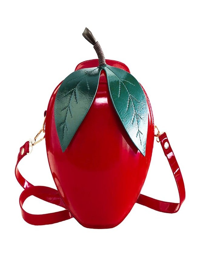123Arts Apple Shape Shoulder Bag Crossbody Bag PU Leather Handbag - Image 1