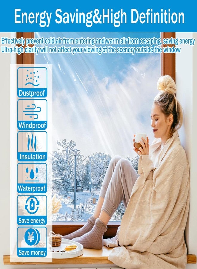 RGJ Window Insulation Kit, 63 × 394 Inch and 87 x 110 inch Plastic Window Covering for Winter, Window Insulation Film Window Wrap Insulation Windows Winterizing Kit with Double-Sided Tape - Image 5