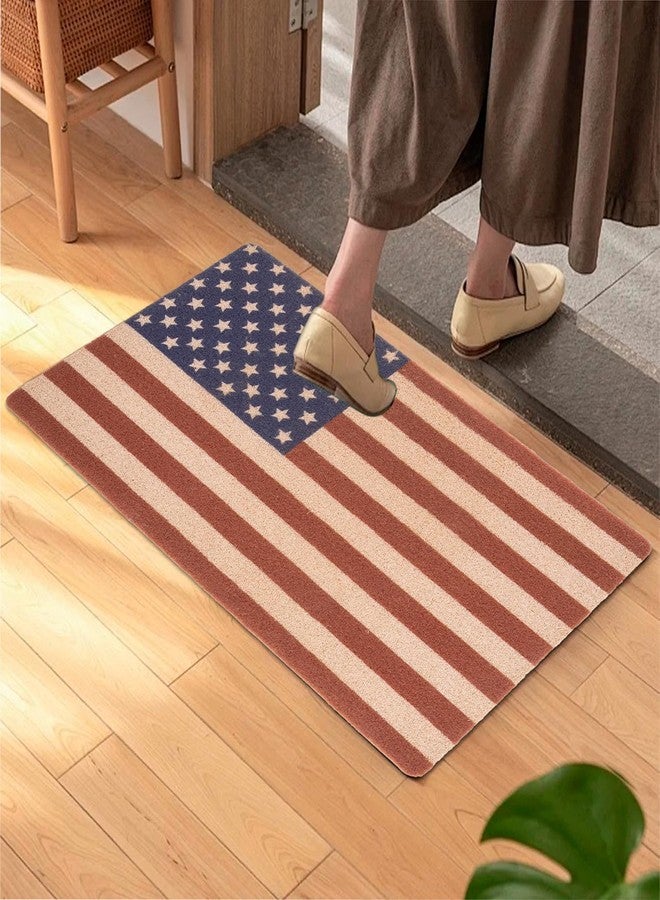 XuoAz 4th-of-July Welcome-Doormat Independence-Day Outdoor-Entrance Mats Red-White-Blue American Flag Door Mat Non Slip Coir Front-Door Mat for Patriotic Home Decorations 17 x 29 Inch - Image 3