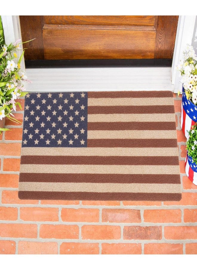 XuoAz 4th-of-July Welcome-Doormat Independence-Day Outdoor-Entrance Mats Red-White-Blue American Flag Door Mat Non Slip Coir Front-Door Mat for Patriotic Home Decorations 17 x 29 Inch - Image 1