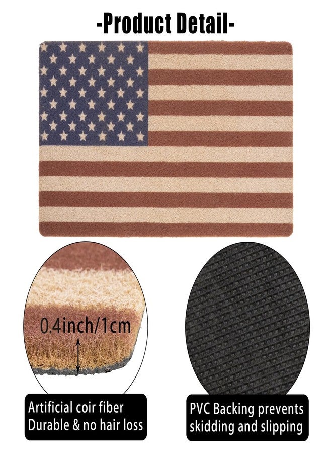 XuoAz 4th-of-July Welcome-Doormat Independence-Day Outdoor-Entrance Mats Red-White-Blue American Flag Door Mat Non Slip Coir Front-Door Mat for Patriotic Home Decorations 17 x 29 Inch - Image 2