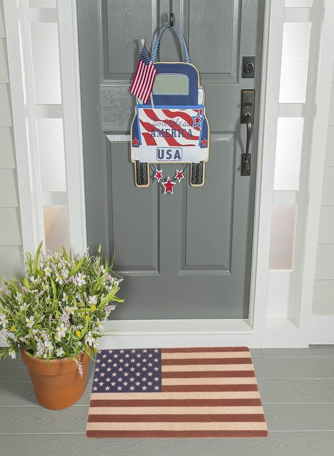 XuoAz 4th-of-July Welcome-Doormat Independence-Day Outdoor-Entrance Mats Red-White-Blue American Flag Door Mat Non Slip Coir Front-Door Mat for Patriotic Home Decorations 17 x 29 Inch - Image 4