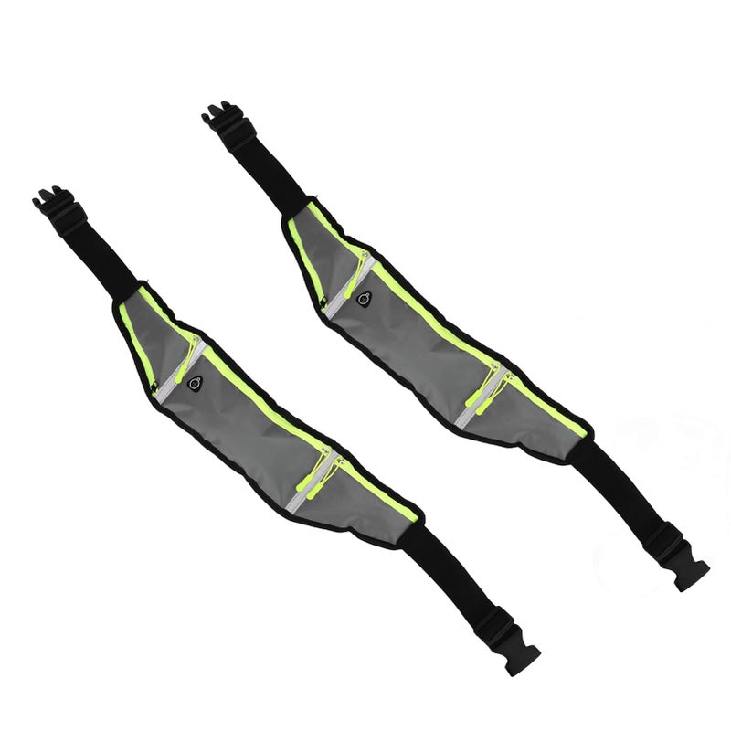 Gray Waterproof Ultrathin Waist Pack 2 Pcs Reflective Sports Fanny Pack For Running Hiking Travel - Image 5