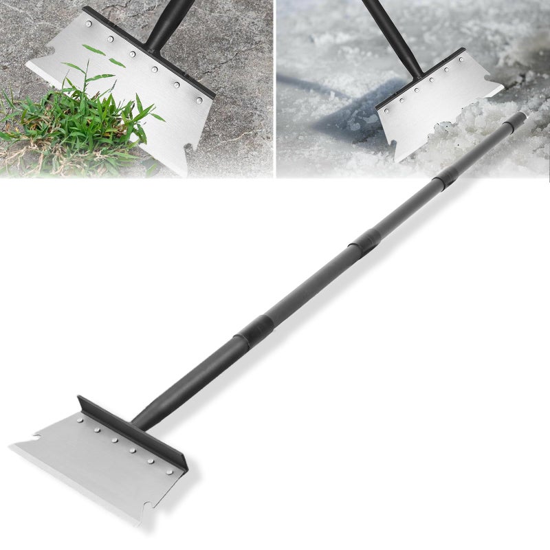 ABtool Garden Flat Shovel Scraper, Multifunctional Garden Cleaning Shovel with 59 Inch Long Handle, Heavy Duty Outdoor Floor Scraper for Weed Cleaning,Trenching,Edging and Removing Snow,Ice,Weeds,Dirty,Moss - Image 1