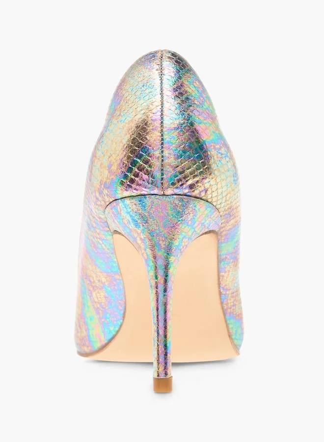 Flora Bella By Shoexpress Women Iridescent Pointed Toe Pumps with Stiletto Heels