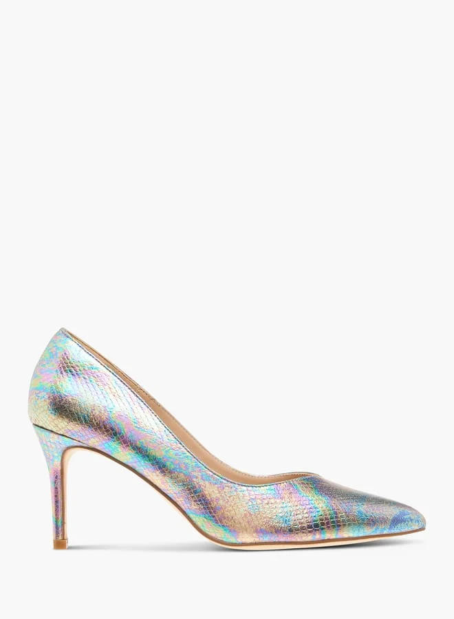Flora Bella By Shoexpress Women Iridescent Pointed Toe Pumps with Stiletto Heels