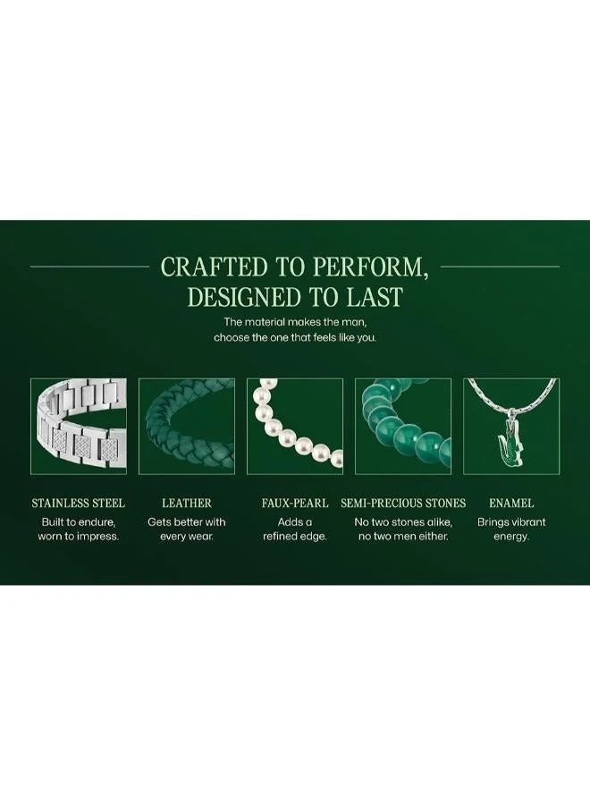 Lacoste  Arthor Collection Chain Bracelet For Men In Stainless Steel With A Crocodile-Shaped Charm - 2040226 for Men | Best Price UAE