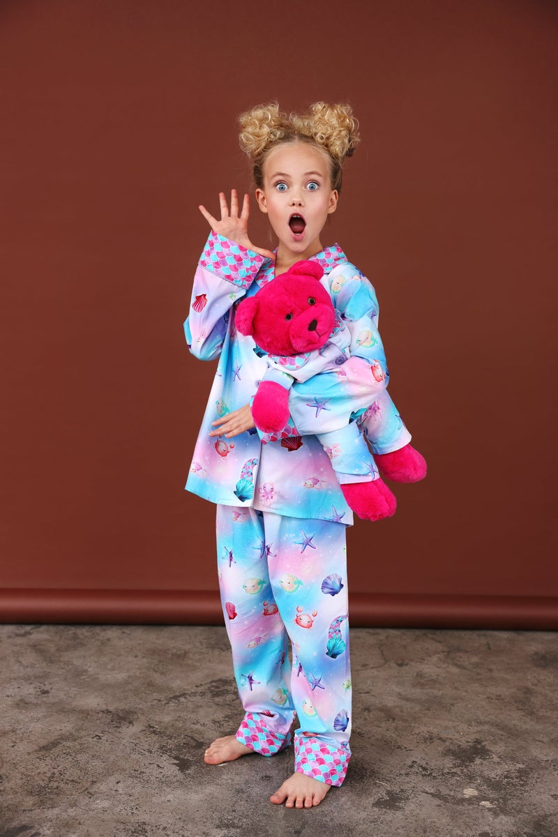 Luna Mia Dreamy Girls Pyjama Set with Matching Teddy Bear - Image 3