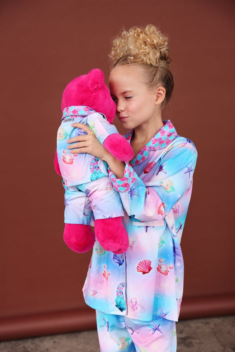 Luna Mia Dreamy Girls Pyjama Set with Matching Teddy Bear - Image 4