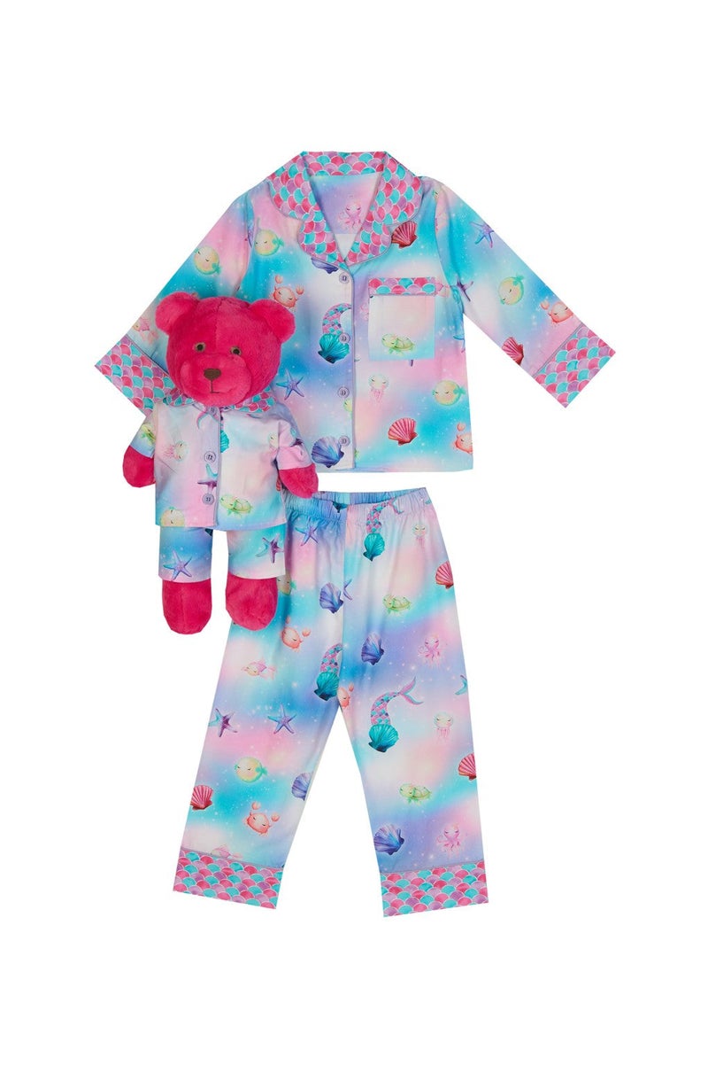 Luna Mia Dreamy Girls Pyjama Set with Matching Teddy Bear - Image 5