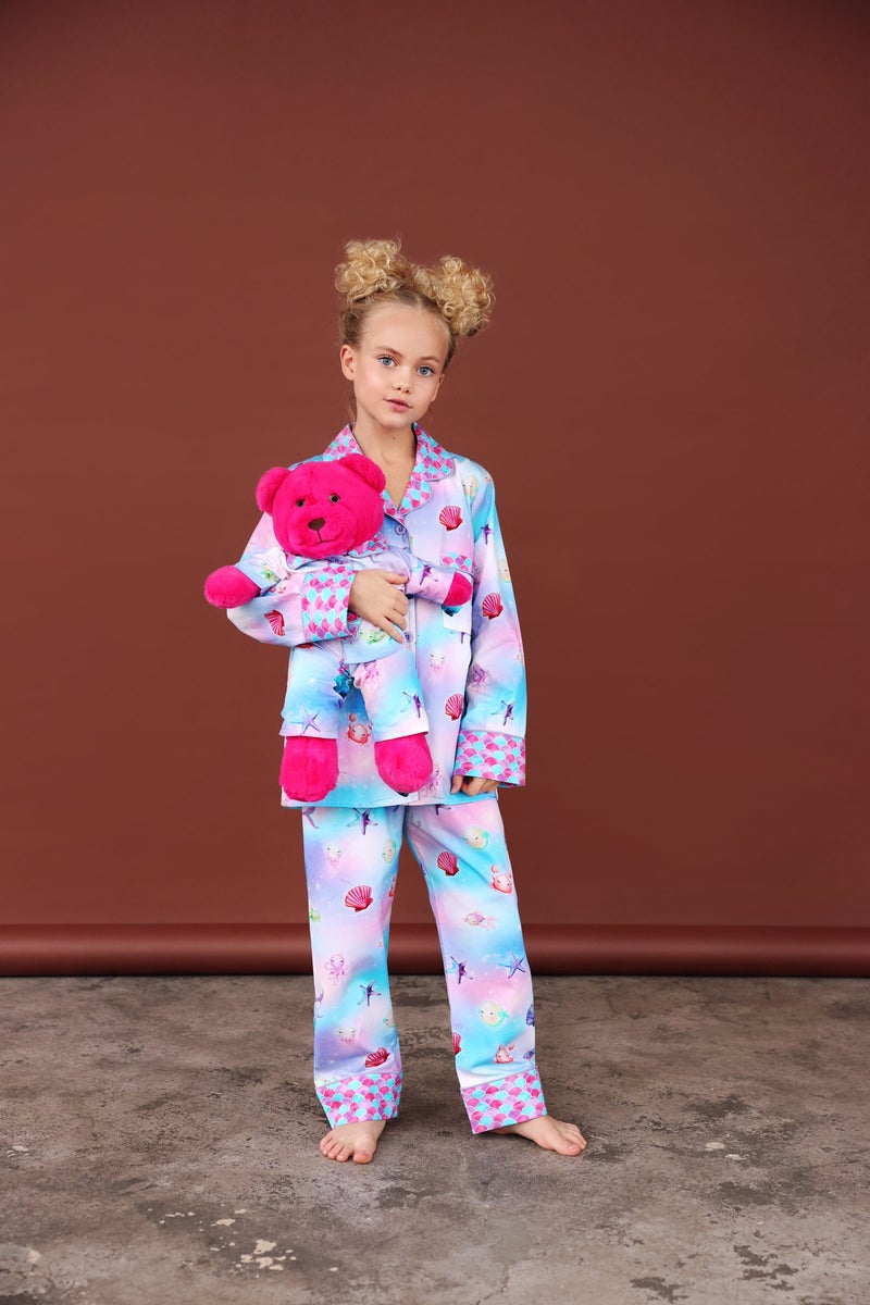 Luna Mia Dreamy Girls Pyjama Set with Matching Teddy Bear - Image 1