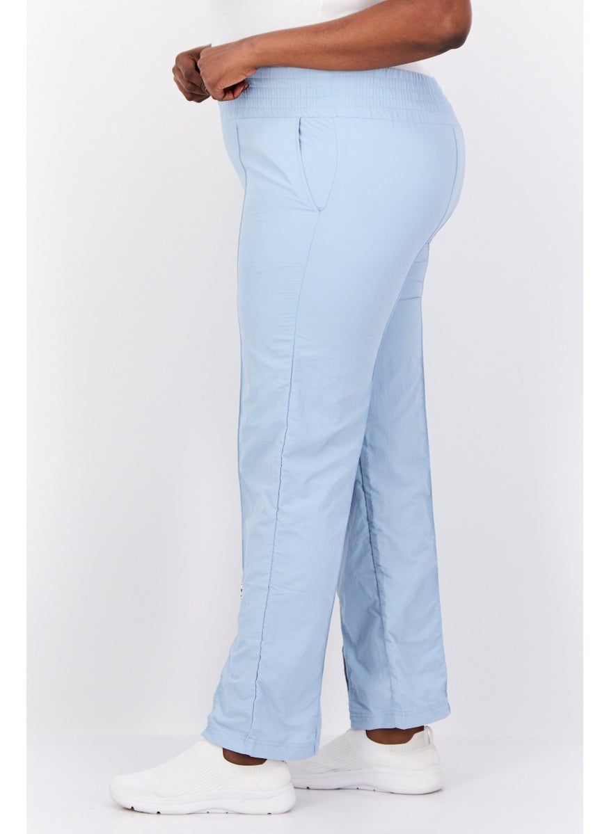 The Giving Movement - Women Regular Fit Brand Logo Split Leg Pants, Light  Blue - Image 1