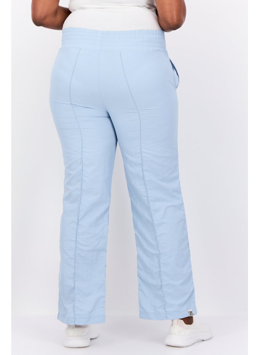 The Giving Movement - Women Regular Fit Brand Logo Split Leg Pants, Light  Blue - Image 1