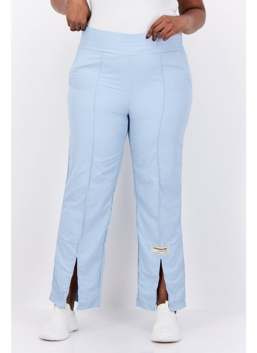 The Giving Movement - Women Regular Fit Brand Logo Split Leg Pants, Light  Blue - Image 1