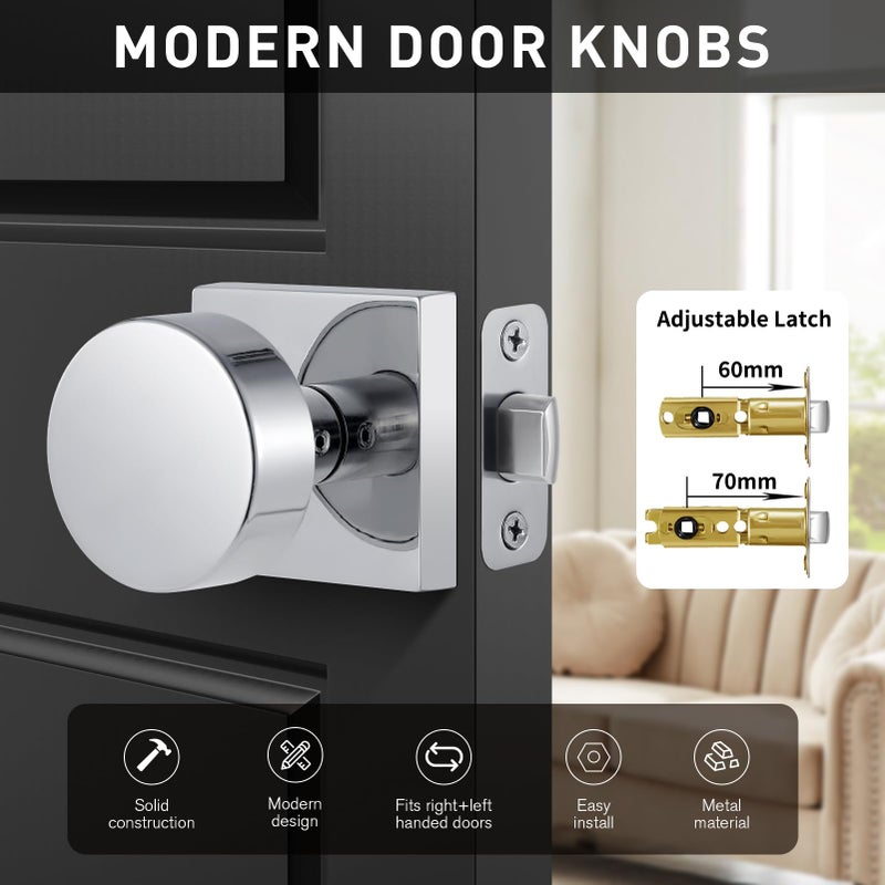 Newliplace Polished Chrome Closet Door Knob  Modern Round Passage Door Handle For Hallway - Image 3