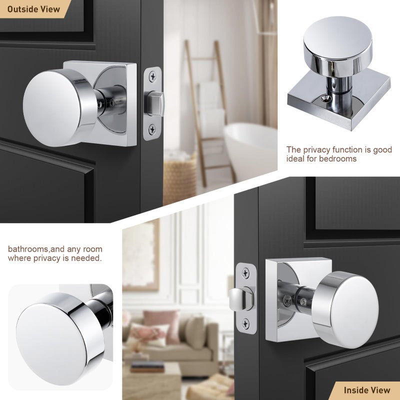 Newliplace Polished Chrome Closet Door Knob  Modern Round Passage Door Handle For Hallway - Image 2