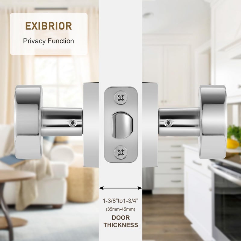 Newliplace Polished Chrome Closet Door Knob  Modern Round Passage Door Handle For Hallway - Image 4