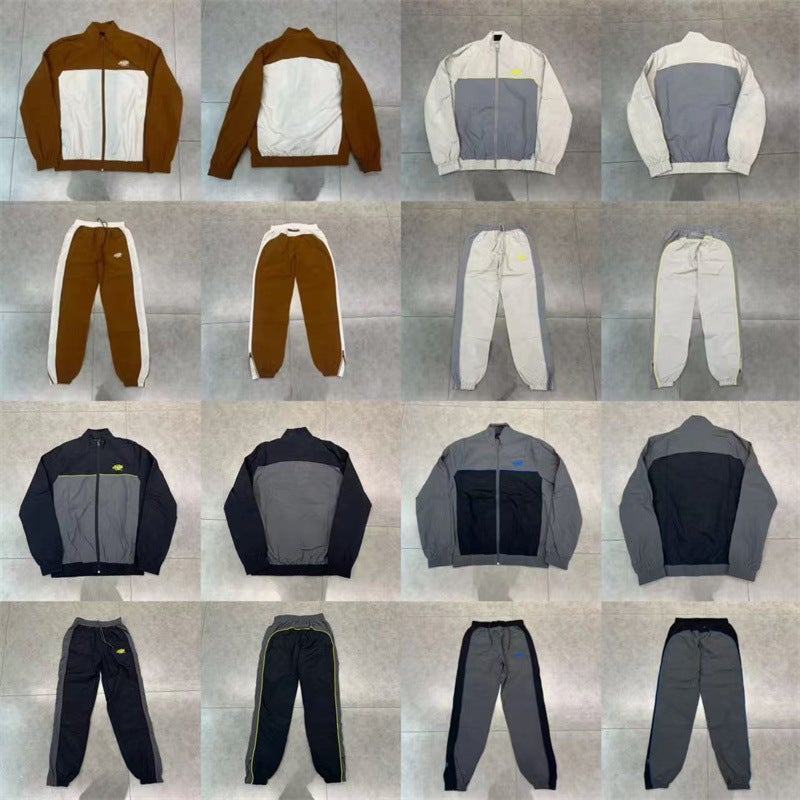 Syna Drill Style American Style Street Hip Hop Embroidered Logo Stitching Collar Windbreaker Jacket Casual Pants Suit - Image 2