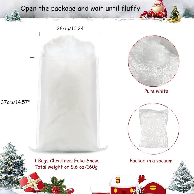 ESINO ESINO 2 Bags Christmas Fake Snow Decoration Artificial Snow Indoor Snow Blanket Fiber Fluffy Snow for Christmas Decor and Winter Mantle Village 56 OZ - Image 2