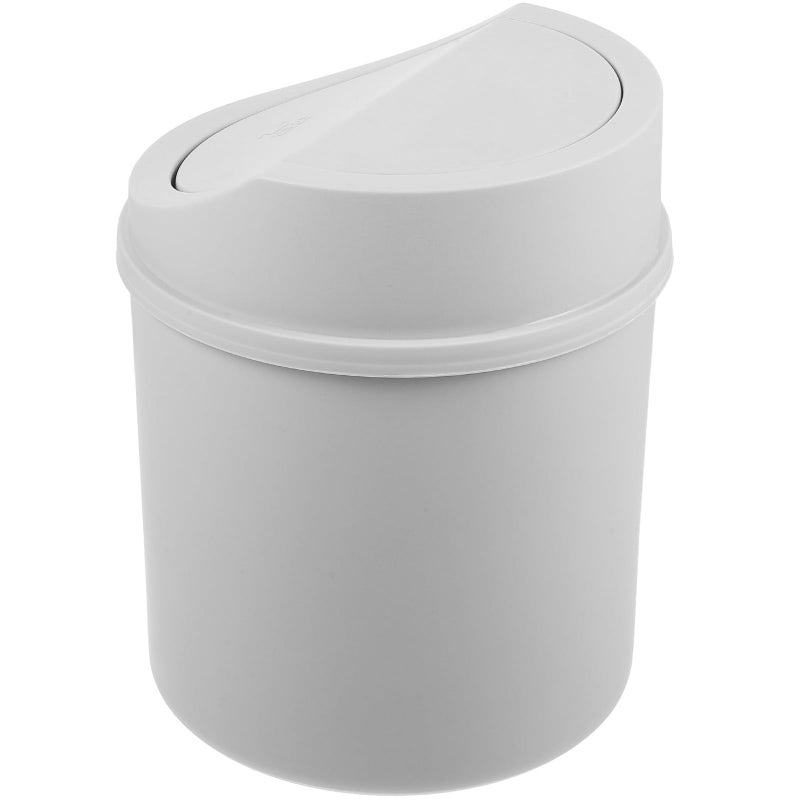 Mini Swing Lid Trash Can Small Garbage Bin For Home Office Desk Bathroom Gray - Image 2