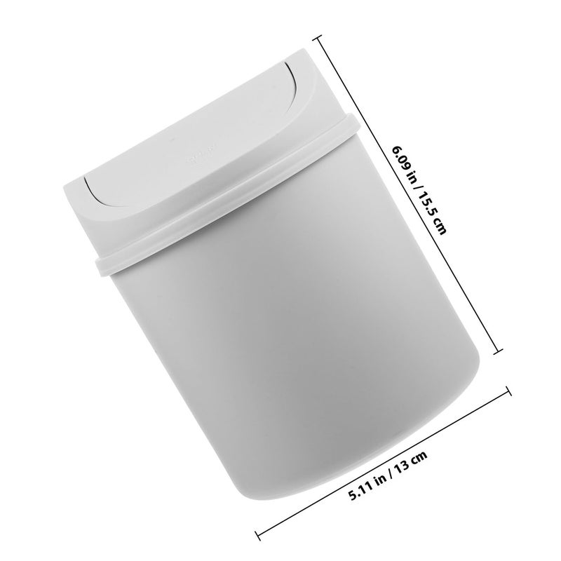 Mini Swing Lid Trash Can Small Garbage Bin For Home Office Desk Bathroom Gray - Image 3