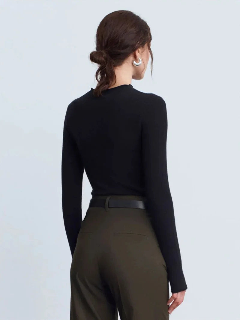 ديلفين Dilvin Women's Slim-fit Ribbed Half-turtleneck Sweater