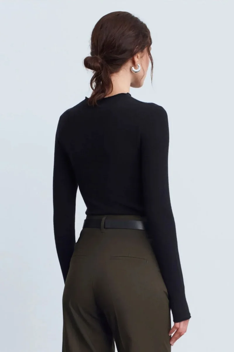 Dilvin Black DILVIN Women's Slim-fit Ribbed Half-turtleneck Sweater for Women | Best Price UAE