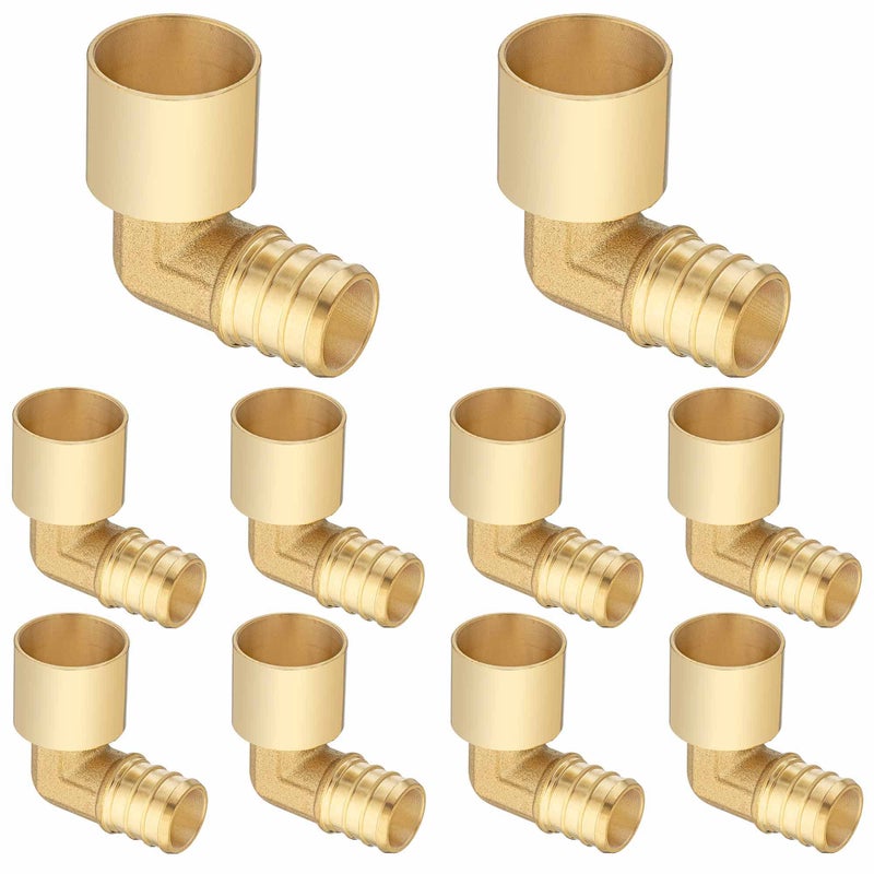 Lidertik 10 Pack Lidertik Copper to Pex Fittings 34 inch Elbow 34 Pex B F1807 x 34 Female Sweat Elbow Adapter Brass LIAPXFSE343410 Pieces - Image 2