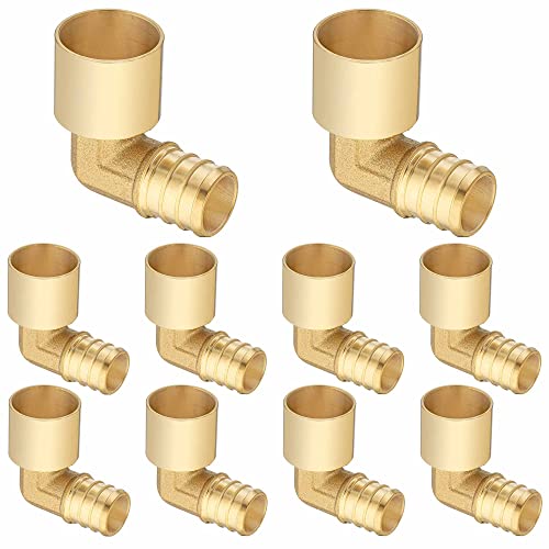Lidertik 10 Pack Lidertik Copper to Pex Fittings 34 inch Elbow 34 Pex B F1807 x 34 Female Sweat Elbow Adapter Brass LIAPXFSE343410 Pieces - Image 1
