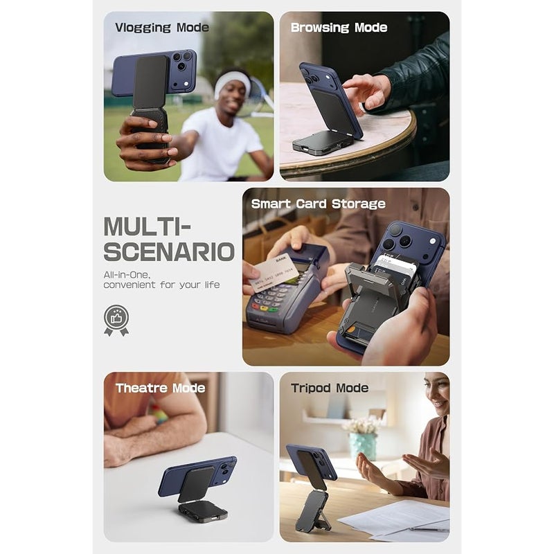 SupCase for MagSafe Wallet with Stand, Magnetic Wallet for Men, 【Hold 5 Cards】 【Adjustable Stand】 【RFID Blocking】 Phone Credit Card Holder Tripod for iPhone 17/16/15/14/13/12 Series, Black - Image 3