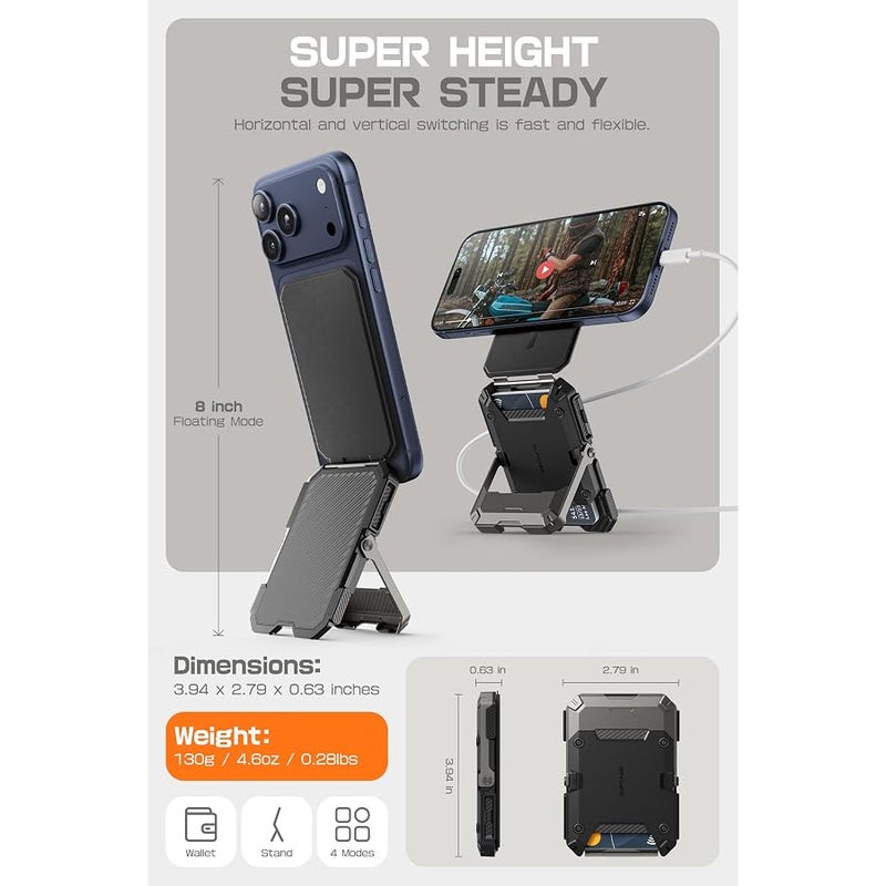 SupCase for MagSafe Wallet with Stand, Magnetic Wallet for Men, 【Hold 5 Cards】 【Adjustable Stand】 【RFID Blocking】 Phone Credit Card Holder Tripod for iPhone 17/16/15/14/13/12 Series, Black - Image 5