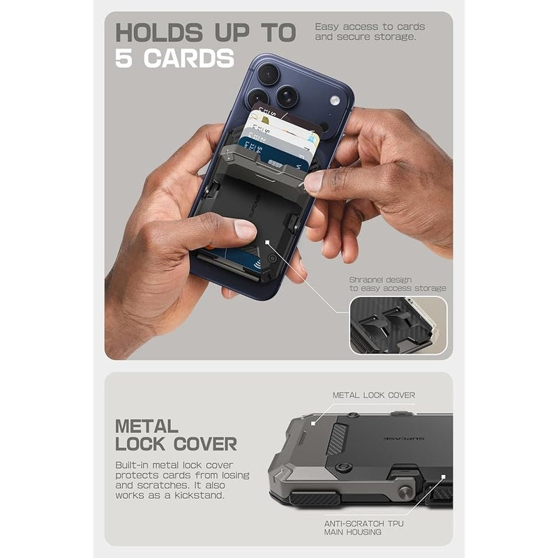 SupCase for MagSafe Wallet with Stand, Magnetic Wallet for Men, 【Hold 5 Cards】 【Adjustable Stand】 【RFID Blocking】 Phone Credit Card Holder Tripod for iPhone 17/16/15/14/13/12 Series, Black - Image 4