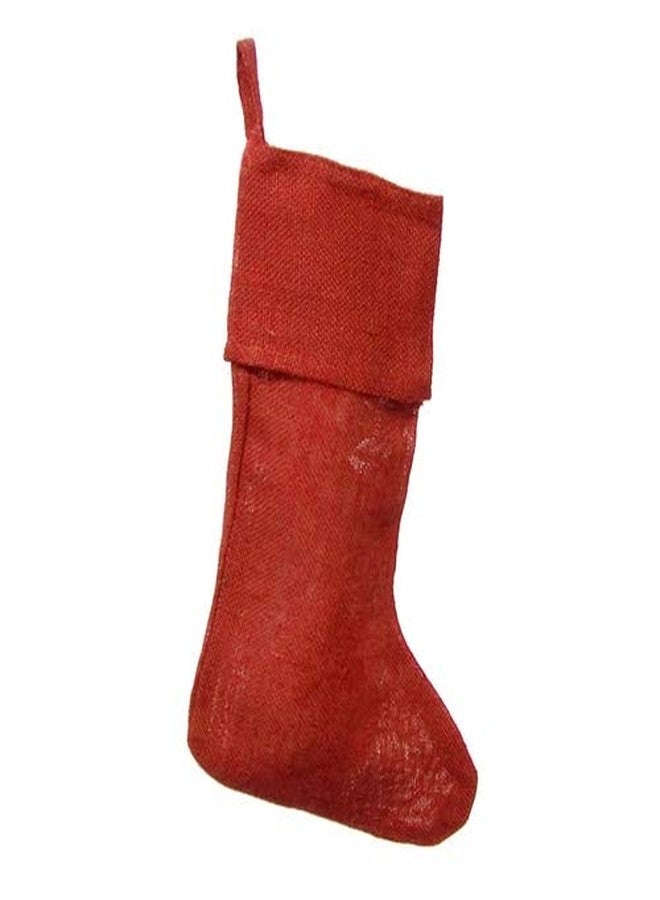 Homeford Plain Burlap Christmas Stocking, Red, 16-Inch