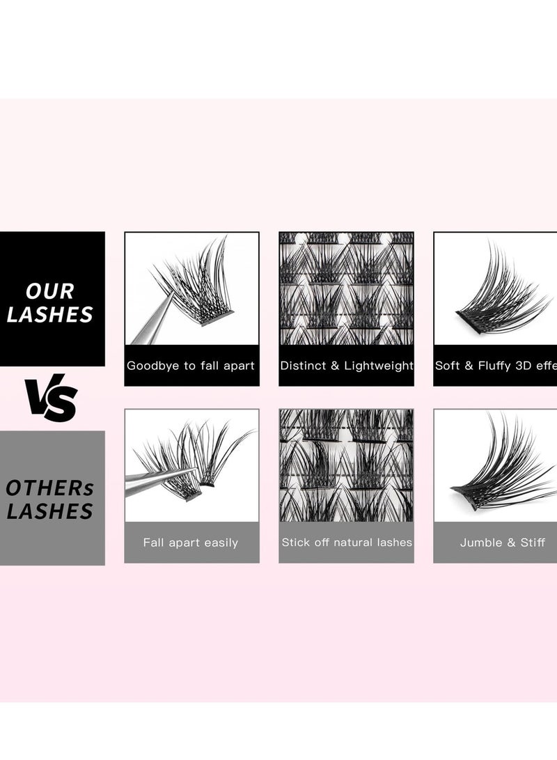 Excefore Eyelash Extension, Individual Lashes Kit, Cluster Lashes, Natural Cluster Lashes, C Curl Faux Mink Eyelash Extensions - Image 5