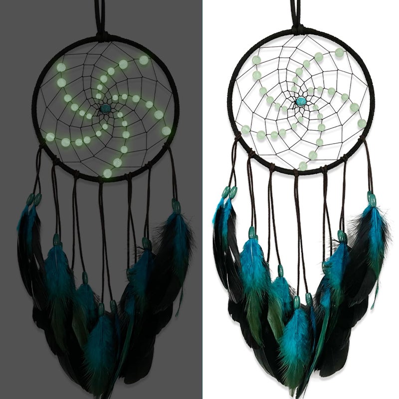 Awlee Luminous Dream Catchers Wall Hanging Room Decor Dreamcatcher Handmade Feather for Girls Boys Kids Bedroom Decoration Ornament Craft Gift 