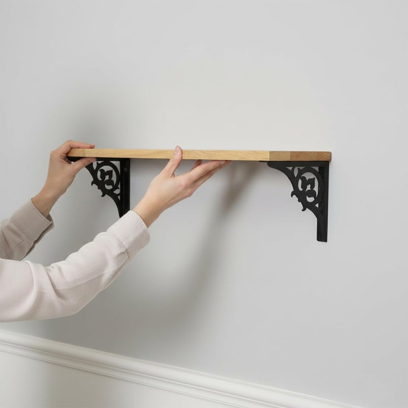 Spillbox معبد بويا المنزلي الخشبي | رف معدني أبيض | قابل للتعليق على الحائط | تجميع سهل بالبراغي | معبد منزلي لغرفة البوجا | حامل بويا | معبد - زهرة واحدة (أسود صغير) - Image 4