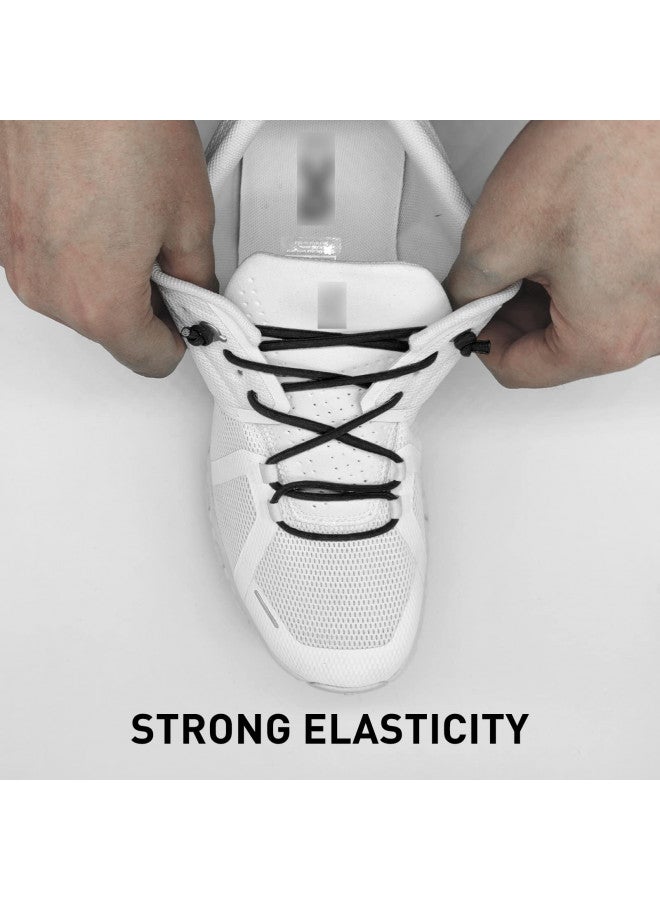 NDTEZUGT 3 Pairs Elastic Shoe Laces Replacement Laces for Running Shoes,Stretch Round Shoe Strings Replacement Shoestrings for Sneakers,No Tie Shoe Laces for Kids and Adults (3 Pairs Black) - Image 1