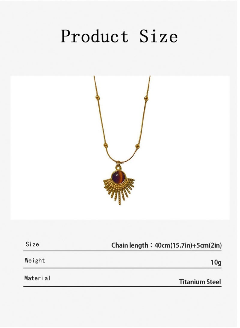 LOOPITYS Exquisite tiger eye stone necklace, women's Maillard style fashionable necklace, jewelry, simple and fashionable gift  - Image 4