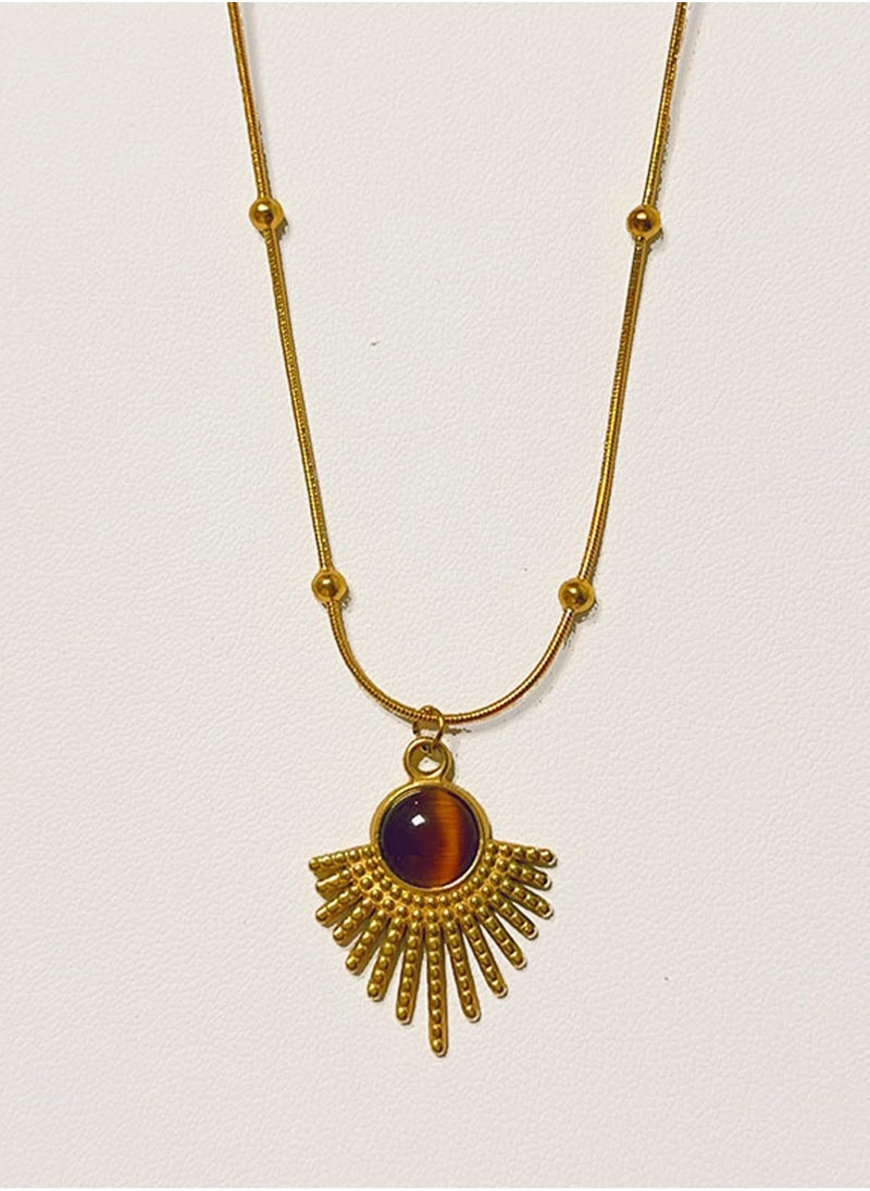 LOOPITYS Exquisite tiger eye stone necklace, women's Maillard style fashionable necklace, jewelry, simple and fashionable gift  - Image 1