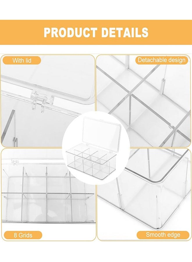 Clear Tea Bag Divided Storage Organizer Tea Bag Holder Container Box with Lid for Cabinet, Countertop, Hold Coffee Pods, Seasoning Packets, Condiments, 8 Sections, Transparent  - Image 5