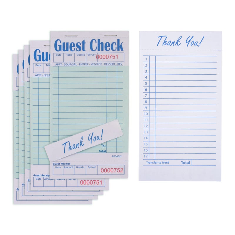 DGBDPACK Guest Check Pads EP36321 10 Pads Total 500 Green Waitress Notepad Server Order Pads