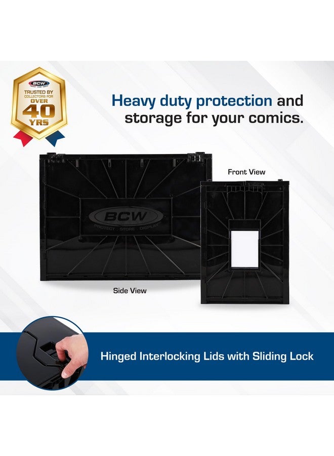 BCW Comic Bin, Black - Holds 150 Comics, Acid Free Storage and Organizer, Heavy Duty Plastic, Stackable, Includes Partition - Image 2