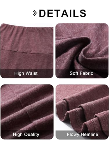 SEAFORM Women's Casual Mid Long Skirts Stretchy Ultra-Soft Flowy Maxi Formal Skirts High Waist Lounge Skirts for Women Wine - Image 5