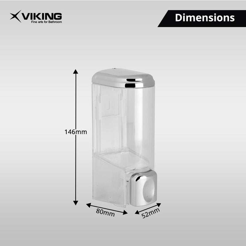 Viking موزع لوشن (سائل) من فيكينغ ABS مثبت على الحائط - سعة سائلة أنيقة 200 مل، تشطيب شفاف - تصميم قابل للقفل، ضروري للحمام والمطبخ - Image 2