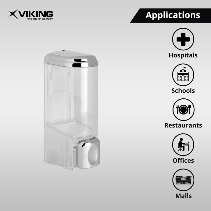 Viking موزع لوشن (سائل) من فيكينغ ABS مثبت على الحائط - سعة سائلة أنيقة 200 مل، تشطيب شفاف - تصميم قابل للقفل، ضروري للحمام والمطبخ - Image 4