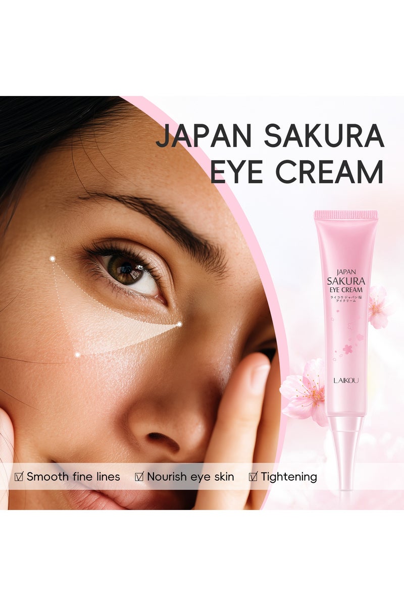 لايكو كريم العين الياباني ساكورا يغذي بشرة العين ويقلل الهالات السوداء وينعم الخطوط الدقيقة وينعم التجاعيد كريم إصلاح العين 30 جرام - Image 4