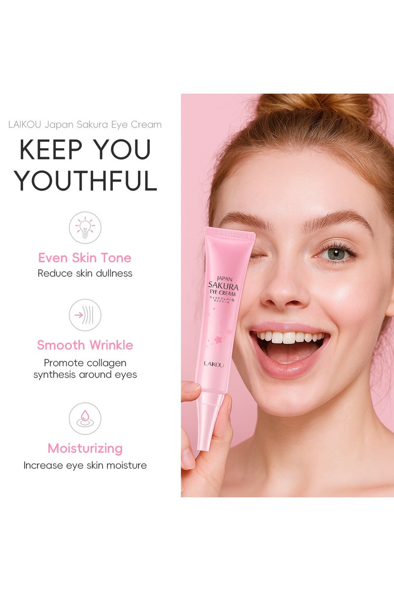 لايكو كريم العين الياباني ساكورا يغذي بشرة العين ويقلل الهالات السوداء وينعم الخطوط الدقيقة وينعم التجاعيد كريم إصلاح العين 30 جرام - Image 5
