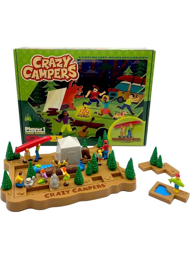 Project Genius Crazy Campers Logic Puzzle Game - 36 Single-Player Challenges, Kids & Adults, Difficulty Easy to Expert, Travel-Friendly, Brain-Building Fun, Ages 8+ - Image 1