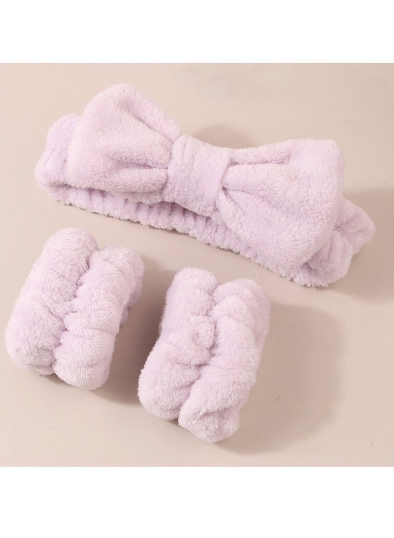 3-Piece Set Microfiber Headband Spa Wristband and Wristband for Washing Face Cuff Towel Wristband Hairband Face Washing Cuff Women Makeup - Image 1